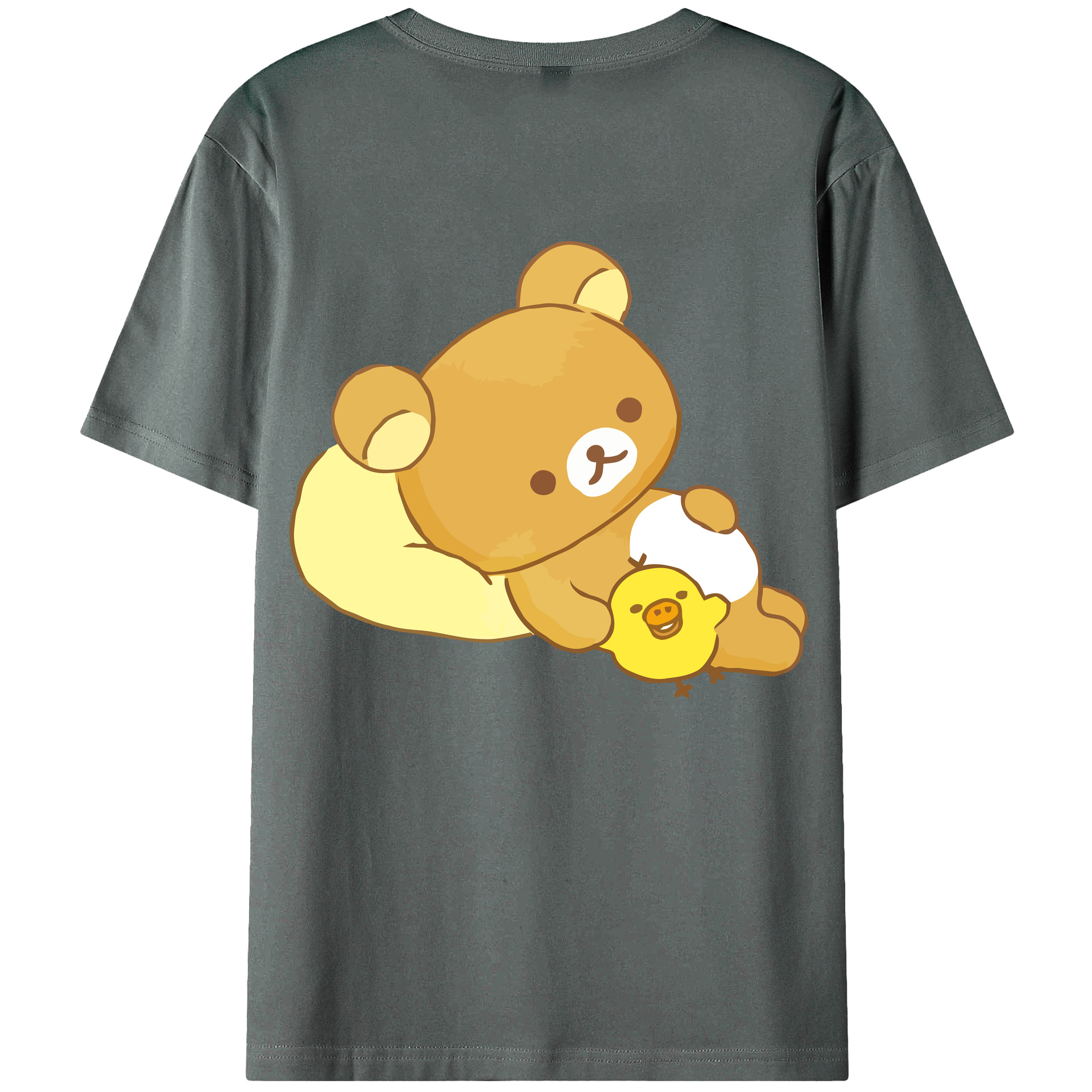 （画像用） リラックマ リラックマ キイロイトリ Rilakkuma Korilakkuma Kiiroitori 綿100％半袖Tシャツ（背面プリント）